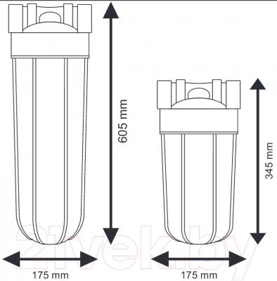 Магистральный фильтр Aquafilter FH10B1-B-WB 10BB - габариты