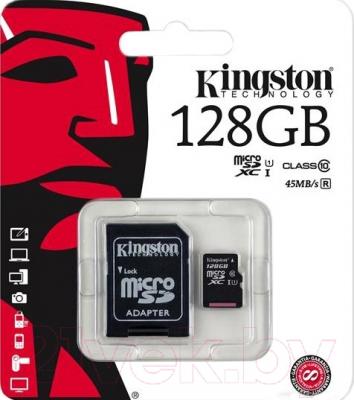 Карта памяти Kingston MicroSDXC UHS-I (Class 10) 128GB + адаптер (SDC10G2/128GB)