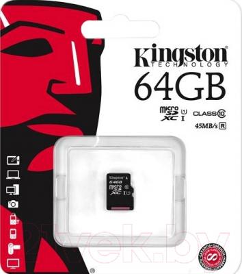 Карта памяти Kingston MicroSDXC UHS-I Class 10 64GB (SDC10G2/64GBSP)