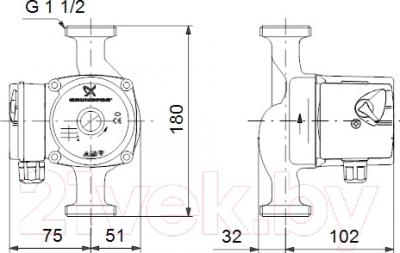 

Циркуляционный насос Grundfos, UPS 25-30 180