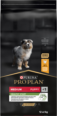 Сухой корм для собак Pro Plan Puppy Medium Optistart с курицей (12кг) - 