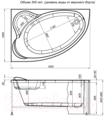 Экран для ванны Aquanet Mayorca R (черный)