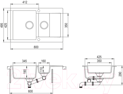 Мойка кухонная Teka Clivo 60 B-TQ / 40148022 (топаз)