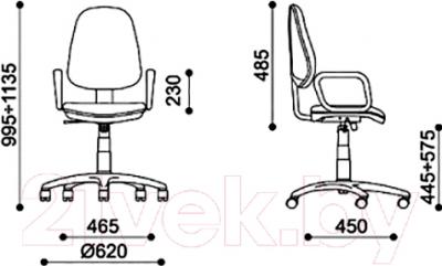 Кресло офисное Nowy Styl Zeus GTP (коричневый/C-24/нейлон) - размеры