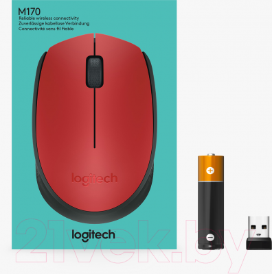 Мышь Logitech M171 / 910-004641 (красный/черный)