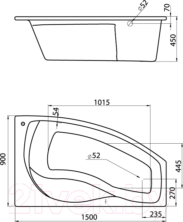 Ванна акриловая Santek Майорка 150x90 R