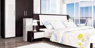 Двуспальная кровать Мебель-Неман Барселона МН-115-01 (белый глянец/дуб Ниагара)