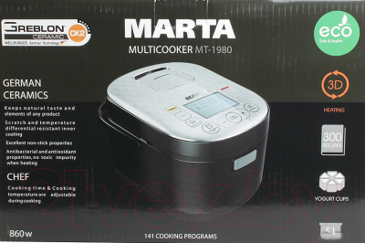 Мультиварка Marta MT-1980 (белый/серебро) - коробка
