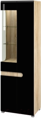 Шкаф-пенал с витриной Мебель-Неман Леонардо МН-026-01 (черный полуглянец/дуб сонома)