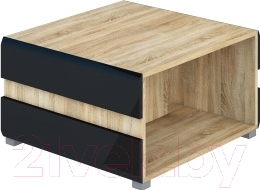Журнальный столик Мебель-Неман Леонардо МН-026-04 (черный полуглянец/дуб сонома)
