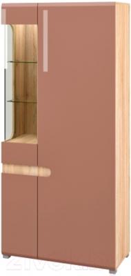Шкаф с витриной Мебель-Неман Леонардо МН-026-19 (св.-коричневый глянец/дуб сонома)
