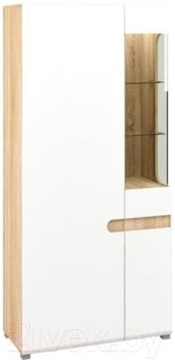 Шкаф с витриной Мебель-Неман Леонардо МН-026-19/1 (белый полуглянец/дуб сонома)