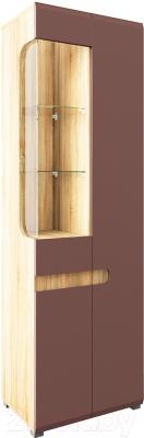 Шкаф-пенал с витриной Мебель-Неман Леонардо МН-026-01 (св.-коричневый глянец/дуб сонома)