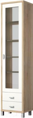 Шкаф-пенал с витриной Мебель-Неман Домино Сонома ВК-04-02 (белый полуглянец/дуб сонома)