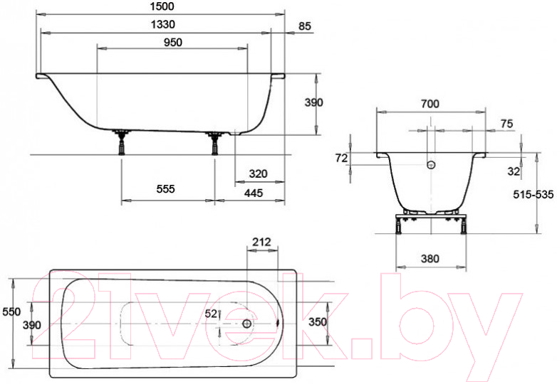 Ванна стальная Kaldewei Eurowa 150x70