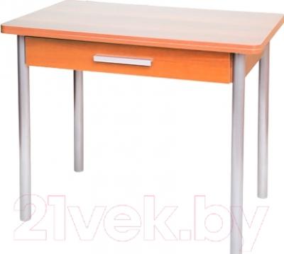 Обеденный стол Древпром М20 90x60 с ящиком (металлик/ольха)