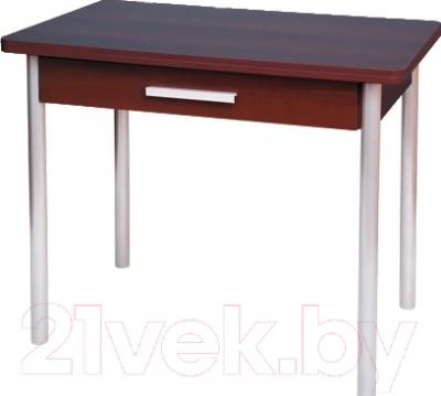 Обеденный стол Древпром М20 90x60 с ящиком (металлик/орех)