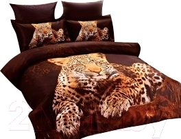 Комплект постельного белья Arya Сатин Печатное 3D Leopard (200x220)