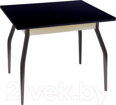 Обеденный стол Древпром Алиот 90x60 (черный глянец/черн. стекло/белый)
