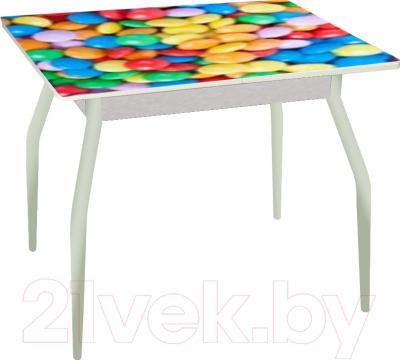 Обеденный стол Древпром Алиот 90x60 (металлик/конфеты/металлик)