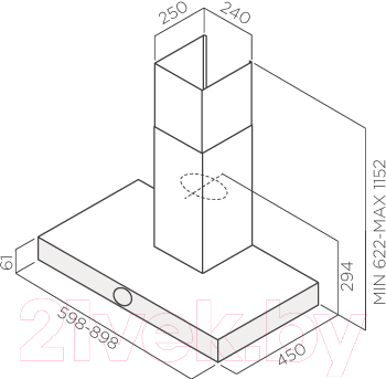 Изображение товара Вытяжка Т-образная Jetair Touch BL/A/90
