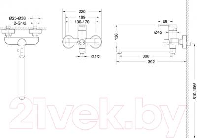 Смеситель Bravat Stream-D F637163C-01A - схема