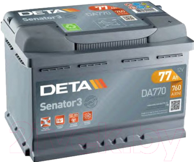 Автомобильный аккумулятор Deta Senator3 DA770 (77 А/ч)