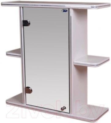 Шкаф с зеркалом для ванной Гамма 10 (белый, левый)