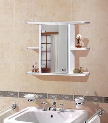 Шкаф с зеркалом для ванной Гамма 10 (белый, левый) - в интерьере
