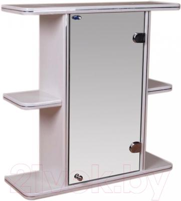 Шкаф с зеркалом для ванной Гамма 10 (белый, правый)