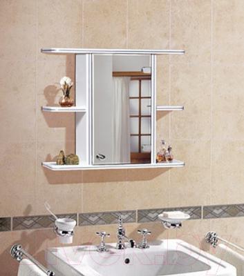 Шкаф с зеркалом для ванной Гамма 10 (белый, правый) - в интерьере