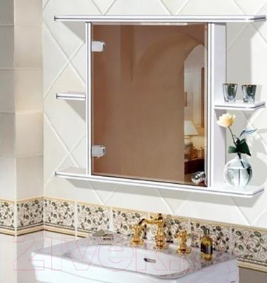 Шкаф с зеркалом для ванной Гамма 15 (белый, левый) - в интерьере