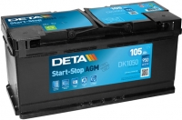

Автомобильный аккумулятор Deta, Start-Stop AGM DK1050