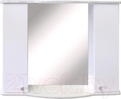 Шкаф с зеркалом для ванной Гамма 08т (белый, двухстворчатый)