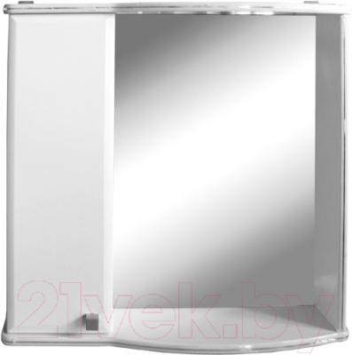 Шкаф с зеркалом для ванной Гамма 08т (белый с фрезеровкой, левый)