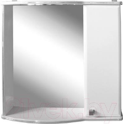 Шкаф с зеркалом для ванной Гамма 08т (белый с фрезеровкой, правый)
