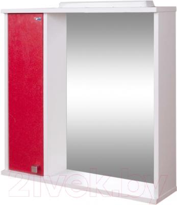 Шкаф с зеркалом для ванной Гамма 08т (красный металлик, левый)