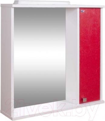 Шкаф с зеркалом для ванной Гамма 08т (красный металлик, правый)