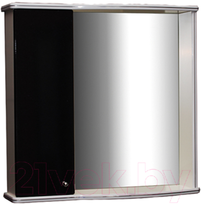 Шкаф с зеркалом для ванной Гамма 08т (черный металлик, левый)