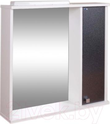 Шкаф с зеркалом для ванной Гамма 08т (черный металлик, правый)