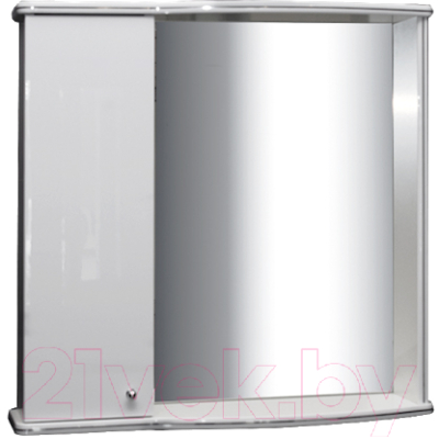 Шкаф с зеркалом для ванной Гамма 08т (белый глянец, левый)