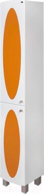 Шкаф-пенал для ванной Гамма 50.03 ОФ4в (оранжевые вставки, левый)
