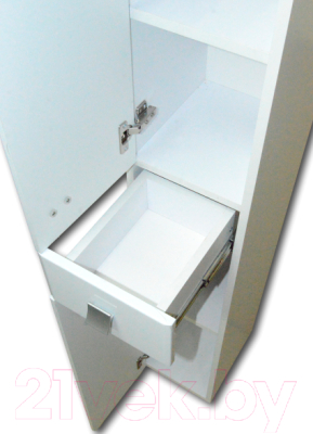 Шкаф-пенал для ванной Гамма 51.25 ОФ2 (белый, с ящиком, левый)