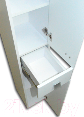 Шкаф-пенал для ванной Гамма 51.25 ОФ2 (белый, с ящиком, правый)