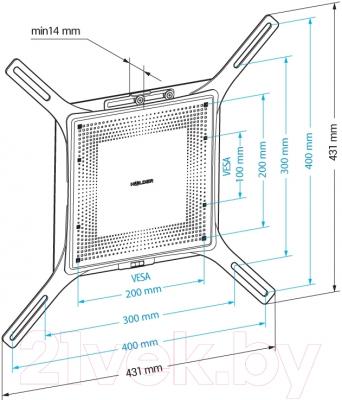 Кронштейн для телевизора Holder LCD-F4801М-B - схема, габариты