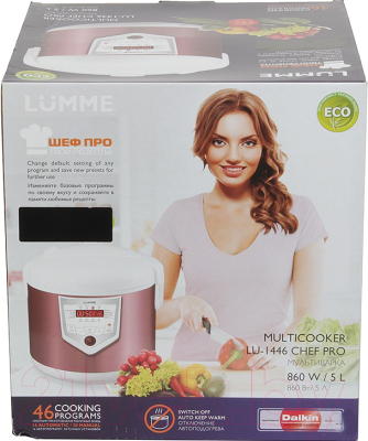 Мультиварка Lumme LU-1446 Chef Pro (розовый/белый) - коробка