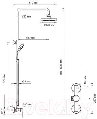 Душевая система Wasserkraft A12202