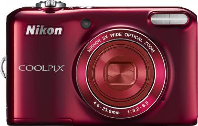 Компактный фотоаппарат Nikon Coolpix L28 Red - вид спереди