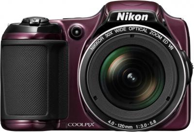 Компактный фотоаппарат Nikon Coolpix L820 Plum - вид спереди