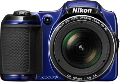 Компактный фотоаппарат Nikon Coolpix L820 Blue - вид спереди